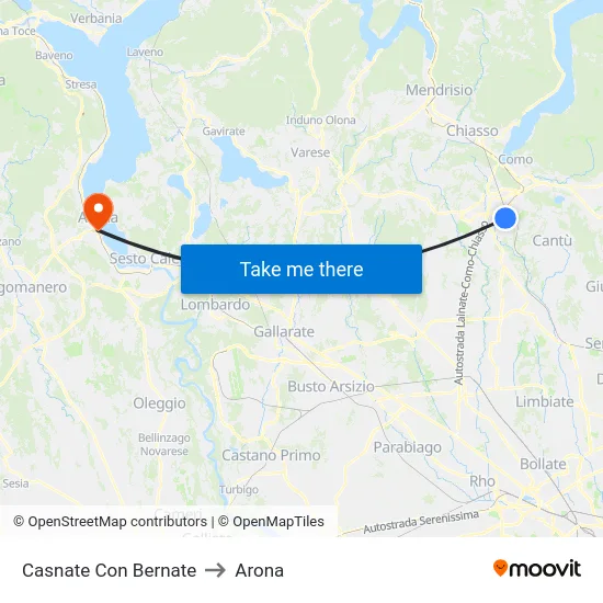 Casnate Con Bernate to Arona map