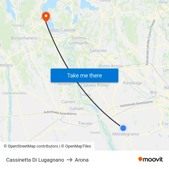 Cassinetta Di Lugagnano to Arona map