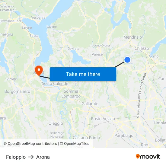 Faloppio to Arona map