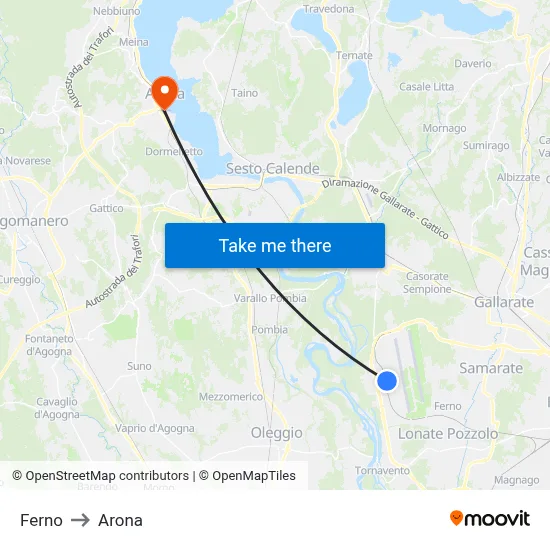 Ferno to Arona map
