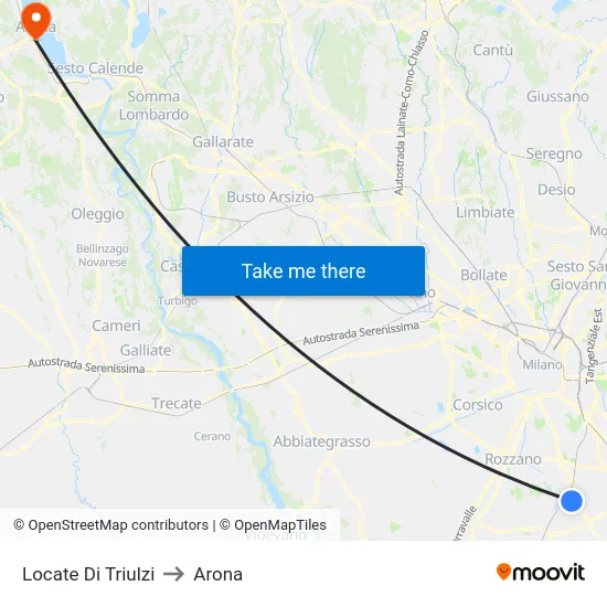 Locate di Triulzi to Arona map