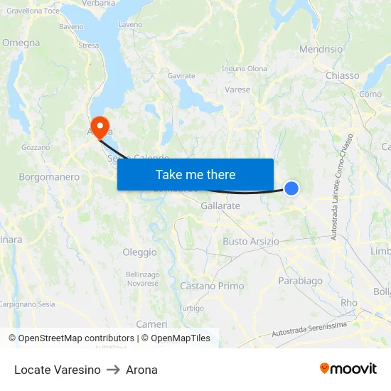 Locate Varesino to Arona map