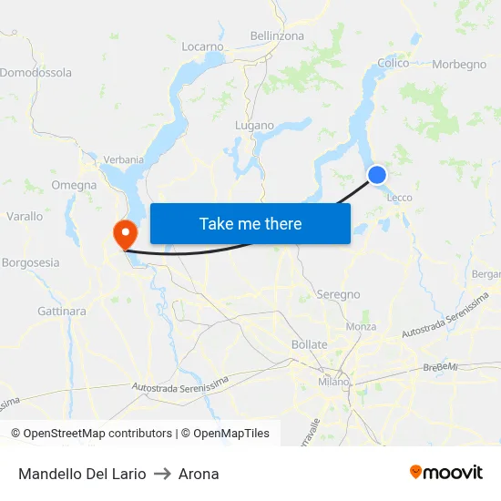 Mandello Del Lario to Arona map