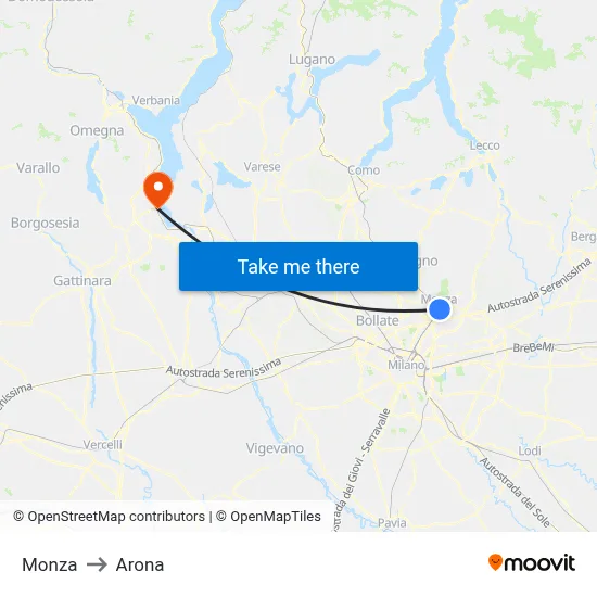 Monza to Arona map