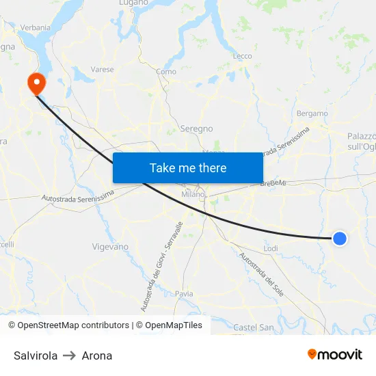 Salvirola to Arona map
