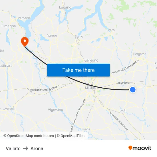 Vailate to Arona map