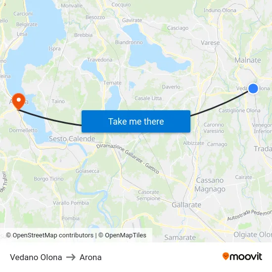 Vedano Olona to Arona map