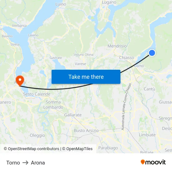 Torno to Arona map