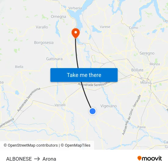 ALBONESE to Arona map