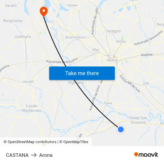 Castana to Arona map