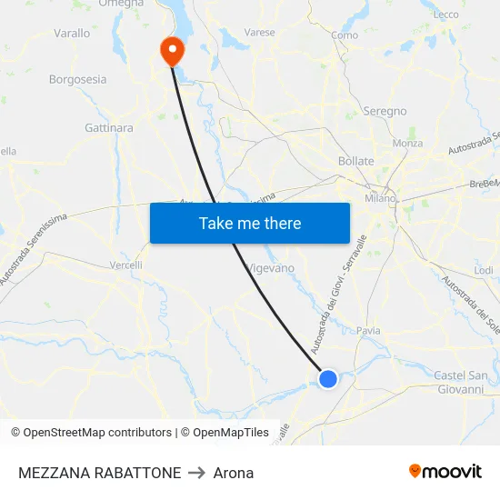 Mezzana Rabattone to Arona map