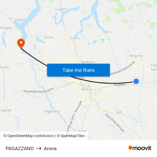 PAGAZZANO to Arona map