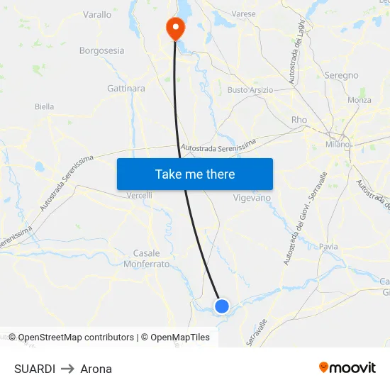 Suardi to Arona map