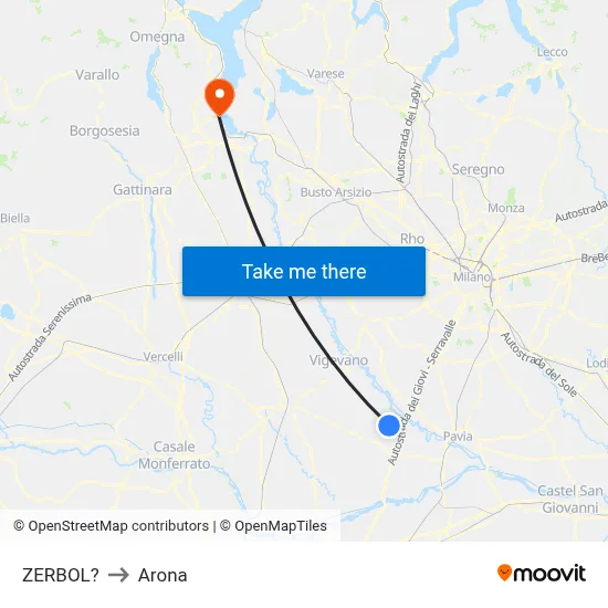 Zerbol to Arona map