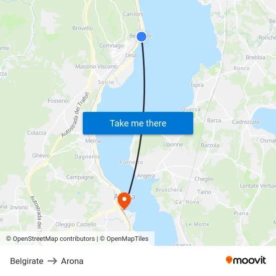 Belgirate to Arona map