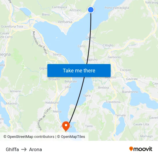 Ghiffa to Arona map
