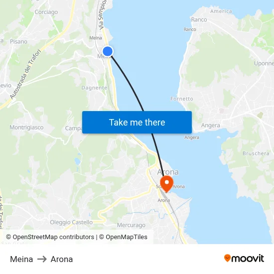 Meina to Arona map