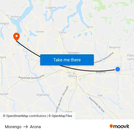 Morengo to Arona map