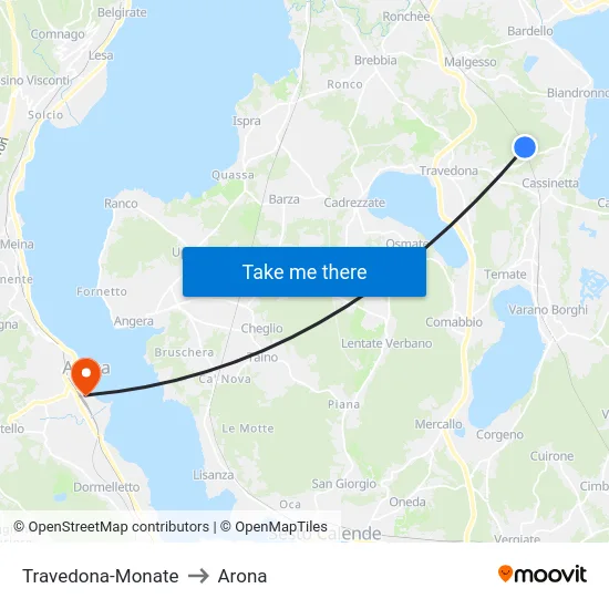 Travedona-Monate to Arona map
