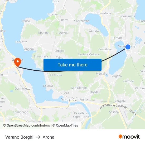 Varano Borghi to Arona map