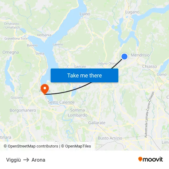 Viggiù to Arona map
