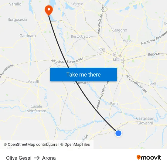 Oliva Gessi to Arona map