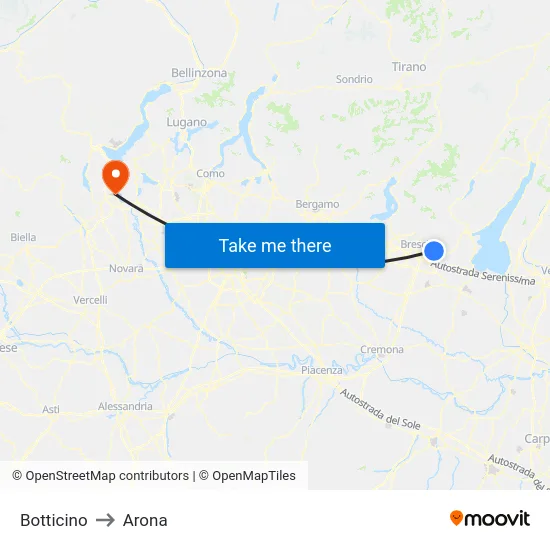 Botticino to Arona map