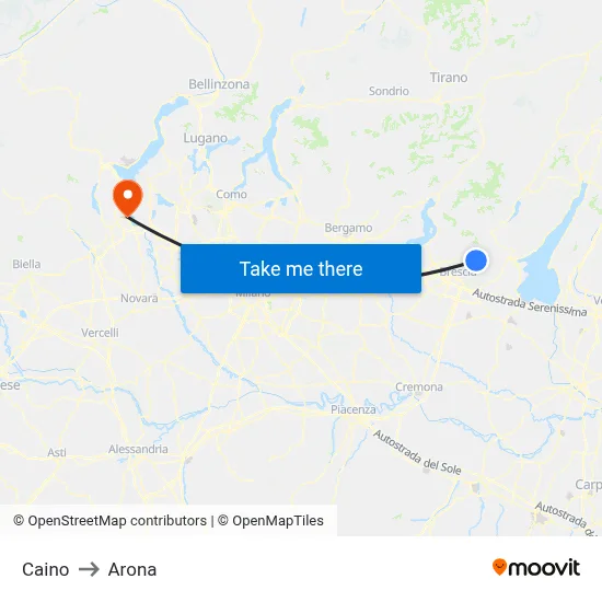 Caino to Arona map