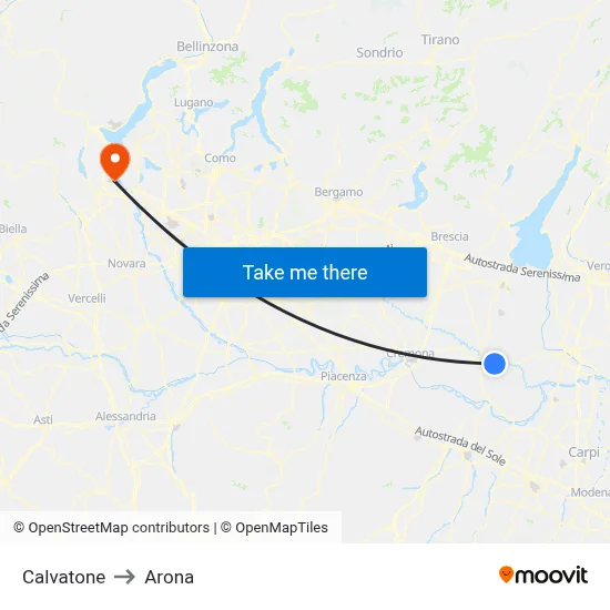 Calvatone to Arona map
