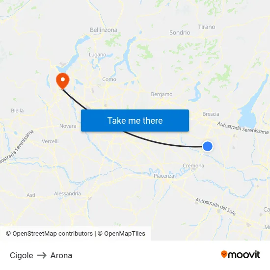 Cigole to Arona map