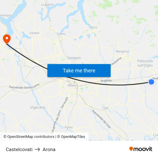 Castelcovati to Arona map