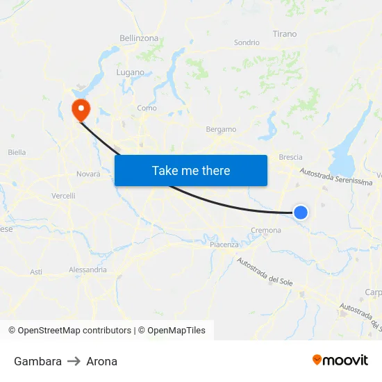 Gambara to Arona map