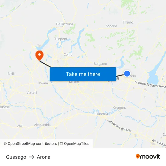 Gussago to Arona map