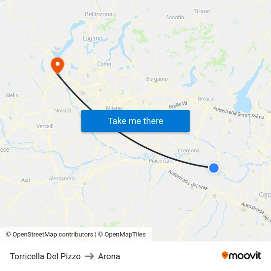 Torricella Del Pizzo to Arona map