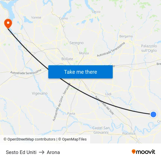 Sesto Ed Uniti to Arona map