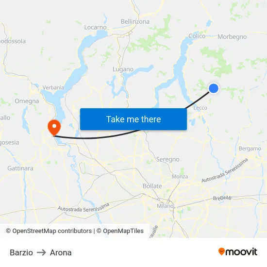 Barzio to Arona map