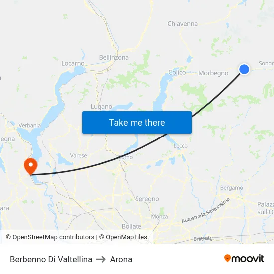 Berbenno Di Valtellina to Arona map