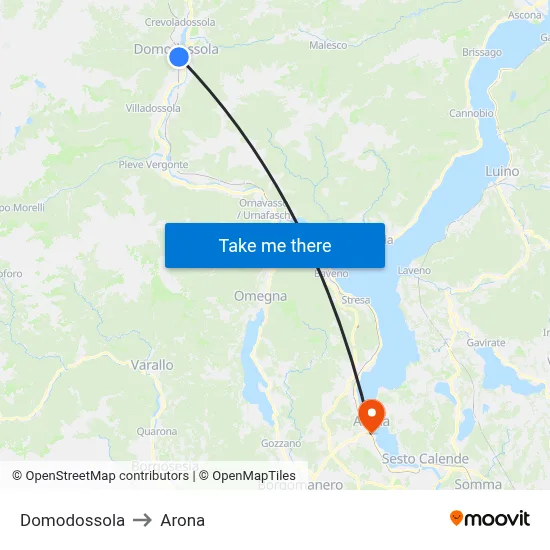 Domodossola to Arona map