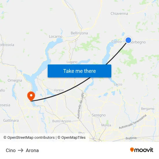 Cino to Arona map