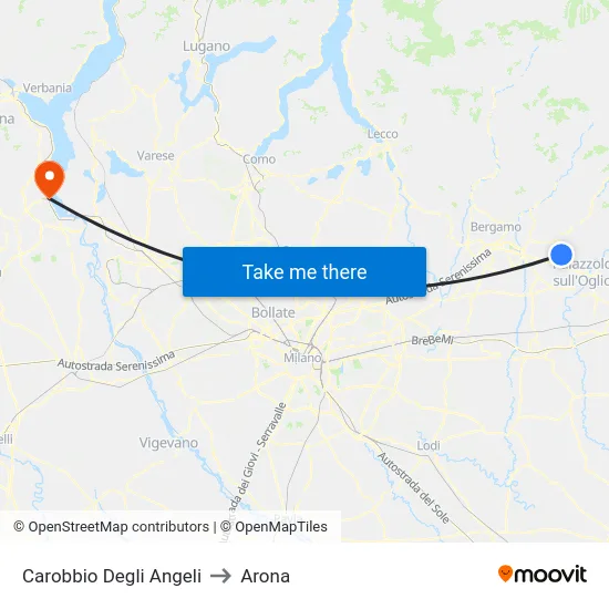 Carobbio Degli Angeli to Arona map