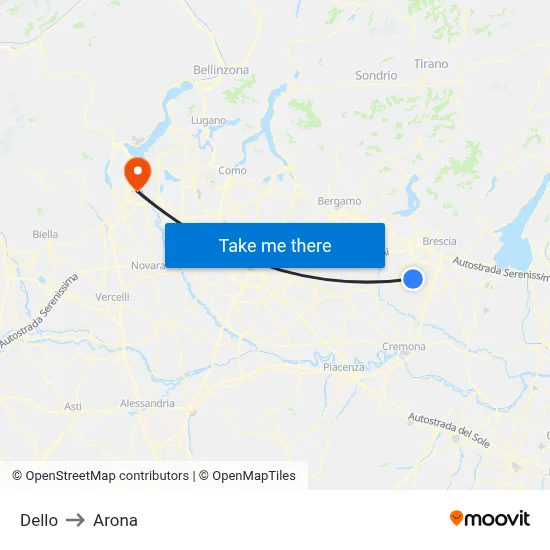 Dello to Arona map