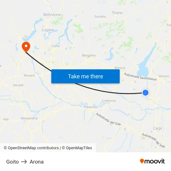 Goito to Arona map