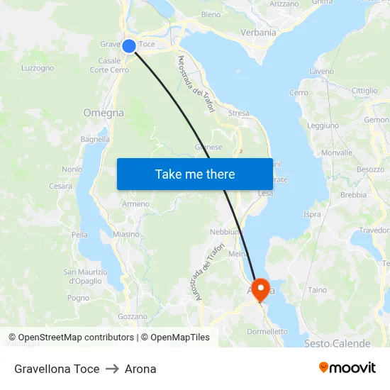 Gravellona Toce to Arona map