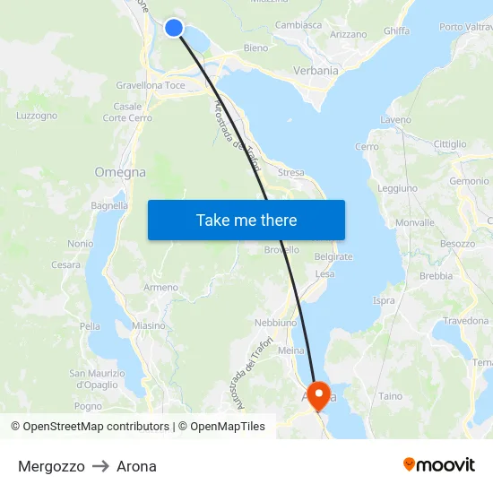 Mergozzo to Arona map