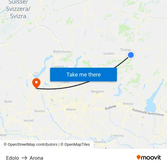 Edolo to Arona map