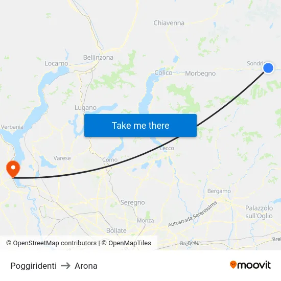 Poggiridenti to Arona map