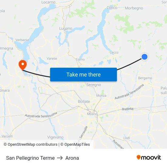 San Pellegrino Terme to Arona map