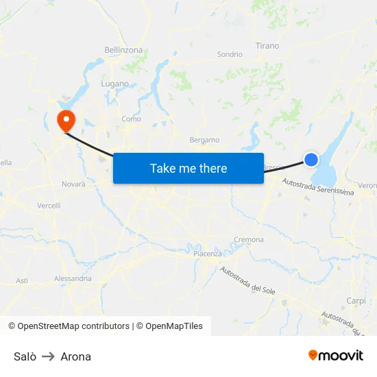 Salò to Arona map