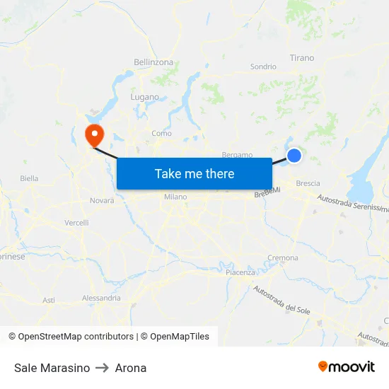 Sale Marasino to Arona map