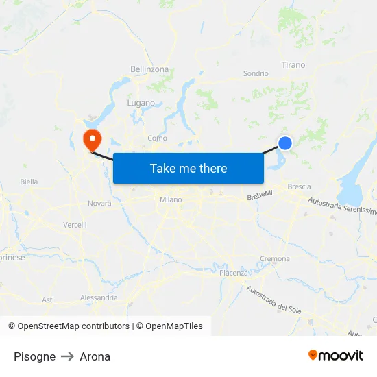 Pisogne to Arona map